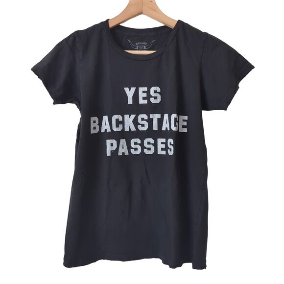 Bandit Brand "Yes Backstage Passes" T Shirt Small Black Short Sleeve Organic USA - Picture 1 of 5
